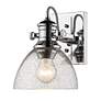 3_Hines 6 7/8" Wide Chrome 1-Light Semi-Flush With Seeded Glass more views