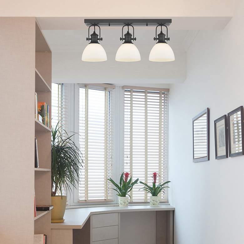 Image 2 Hines 6 7/8" Wide Matte Black 1-Light Semi-Flush With Opal Glass more views