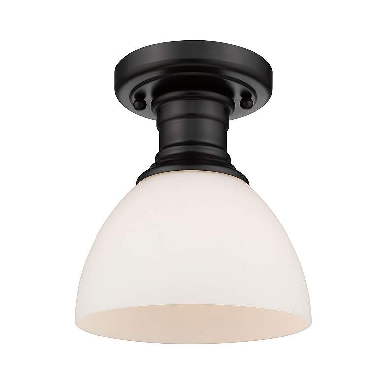 Image 3 Hines 6 7/8" Wide Matte Black 1-Light Semi-Flush With Opal Glass more views