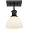 Hines 6 7/8" Wide Matte Black 1-Light Semi-Flush With Opal Glass