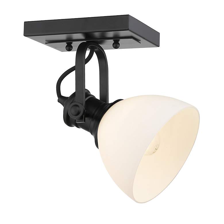 Image 2 Hines 6 7/8" Wide Matte Black 1-Light Semi-Flush With Opal Glass more views