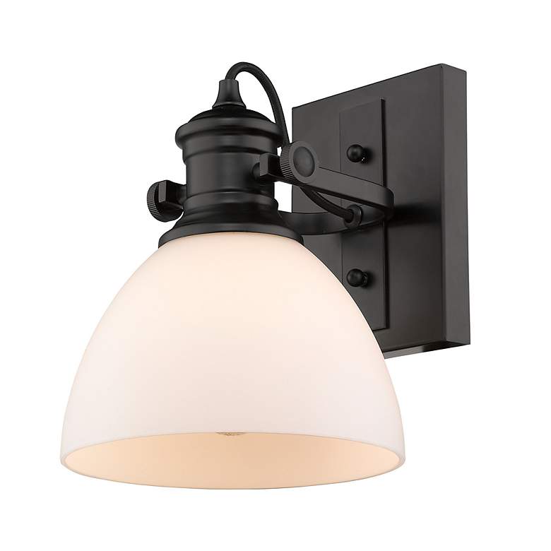 Image 3 Hines 6 7/8" Wide Matte Black 1-Light Semi-Flush With Opal Glass more views