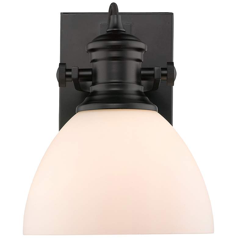 Image 1 Hines 6 7/8" Wide Matte Black 1-Light Wall Sconce with Opal Glass