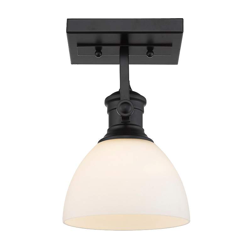 Image 4 Hines 6 7/8" Wide Matte Black 1-Light Wall Sconce with Opal Glass more views