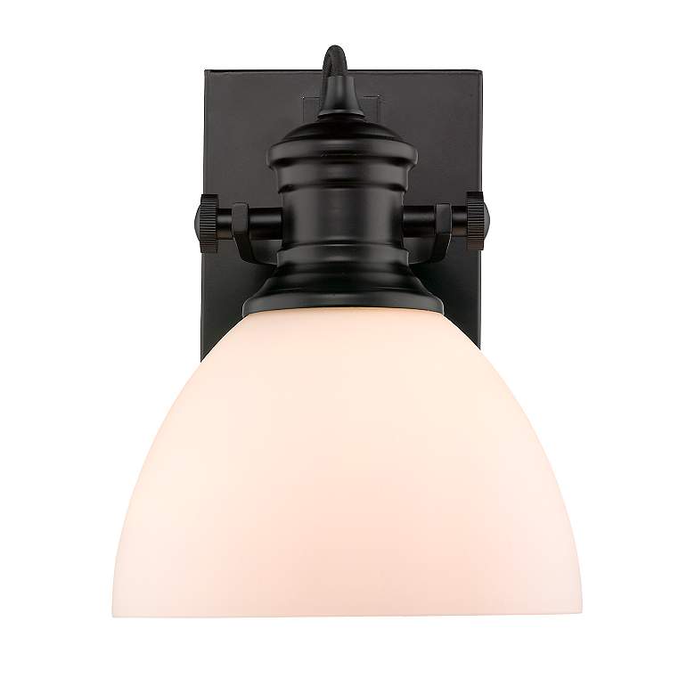 Image 5 Hines 6 7/8" Wide Matte Black 1-Light Wall Sconce with Opal Glass more views