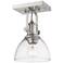 Hines 6 7/8" Wide Pewter 1-Light Semi-Flush With Seeded Glass