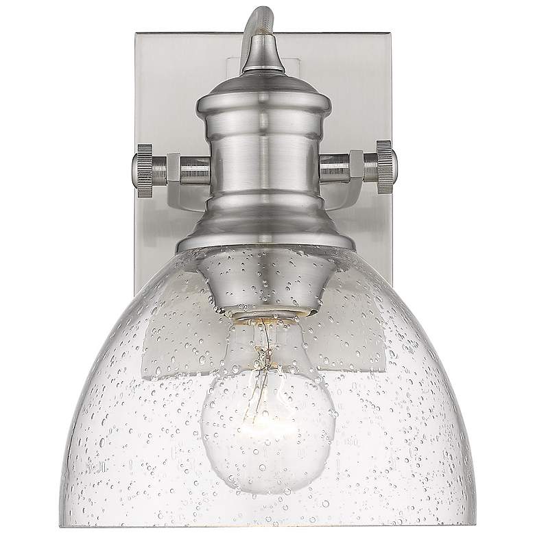 Image 1 Hines 6 7/8 inch Wide Pewter 1-Light Wall Sconce with Seeded Glass