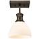 Hines 6 7/8" Wide Rubbed Bronze 1-Light Semi-Flush With Opal Glass