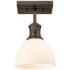 Hines 6 7/8" Wide Rubbed Bronze 1-Light Semi-Flush With Opal Glass