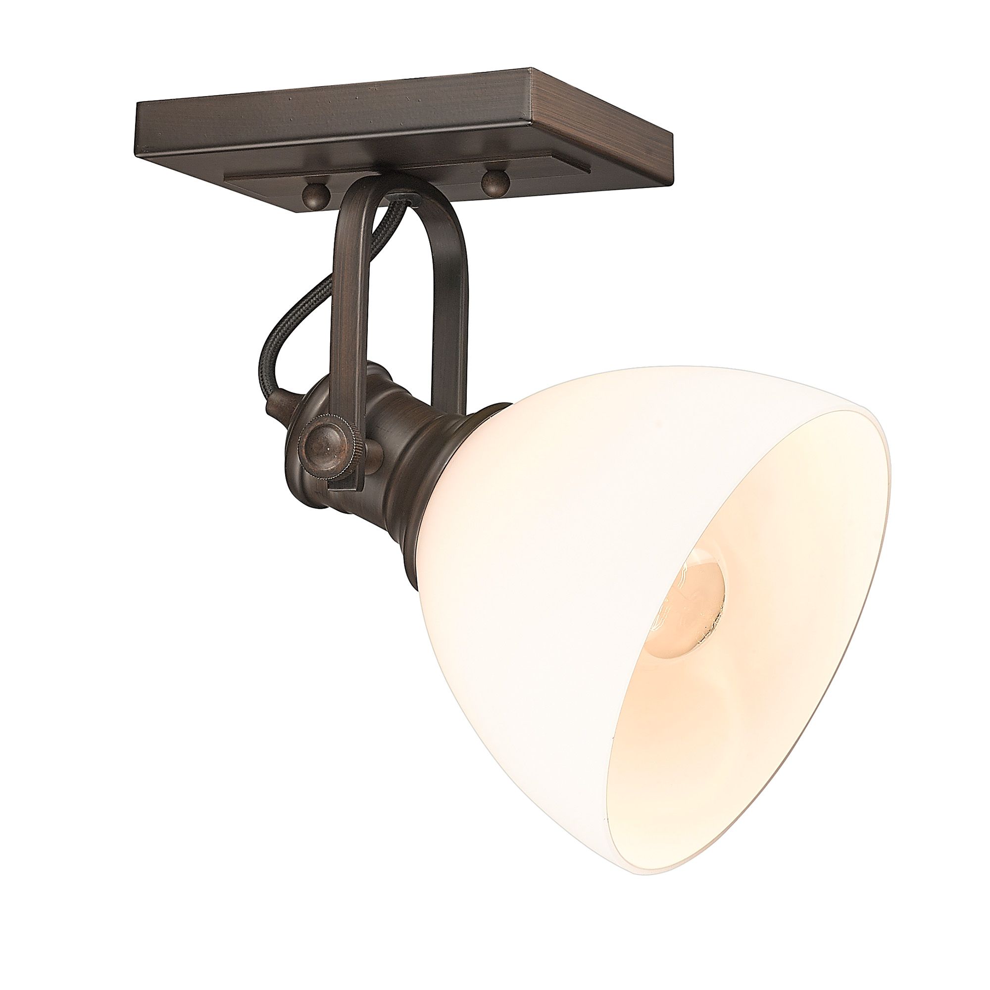 Image 2 Hines 6 7/8" Wide Rubbed Bronze 1-Light Semi-Flush With Opal Glass more views