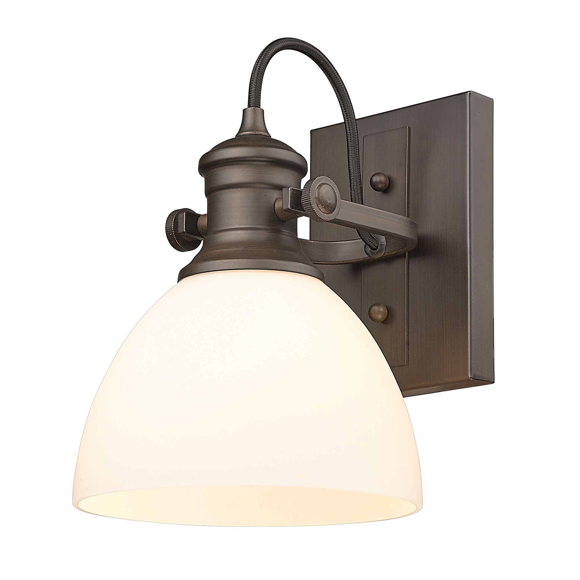 Image 3 Hines 6 7/8" Wide Rubbed Bronze 1-Light Semi-Flush With Opal Glass more views