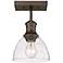 Hines 6 7/8" Wide Rubbed Bronze 1-Light Semi-Flush With Seeded Glass