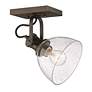 2_Hines 6 7/8" Wide Rubbed Bronze 1-Light Semi-Flush With Seeded Glass more views