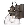 3_Hines 6 7/8" Wide Rubbed Bronze 1-Light Semi-Flush With Seeded Glass more views