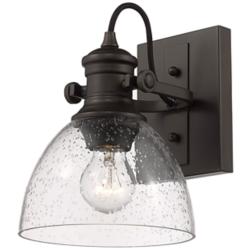 Hines 6 7/8" Wide Rubbed Bronze 1-Light Wall Sconce with Seeded Glass
