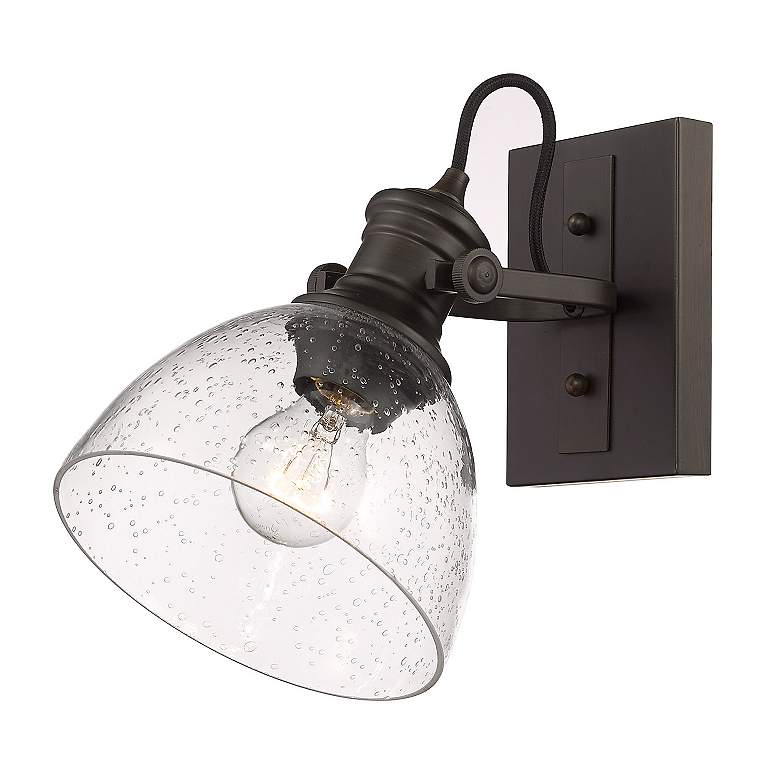 Image 4 Hines 6 7/8" Wide Rubbed Bronze 1-Light Wall Sconce with Seeded Glass more views