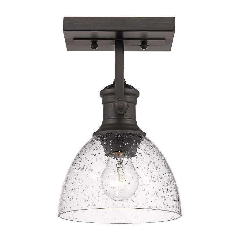 Image 6 Hines 6 7/8" Wide Rubbed Bronze 1-Light Wall Sconce with Seeded Glass more views