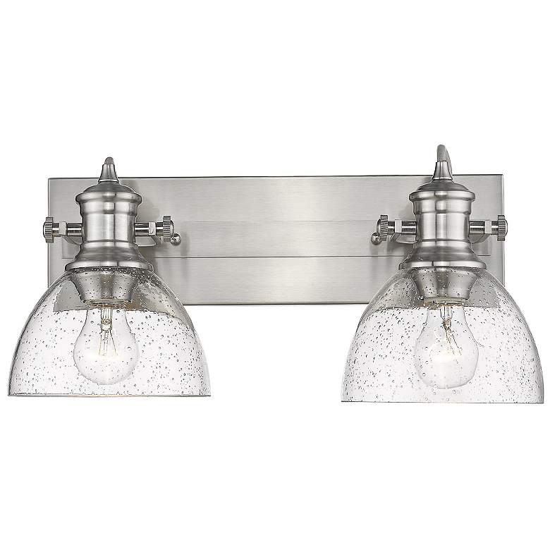 Image 2 Hines 8 1/2" High Pewter 2-Light Wall Sconce w/ Seeded Glass