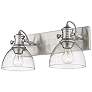 2_Hines 8 1/2" High Pewter 2-Light Wall Sconce w/ Seeded Glass