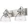 Hines 8 1/2" High Pewter 2-Light Wall Sconce w/ Seeded Glass