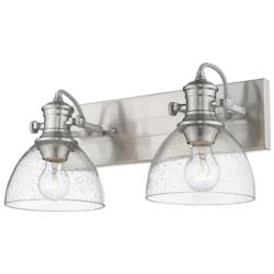 Hines 8 1/2" High Pewter 2-Light Wall Sconce w/ Seeded Glass