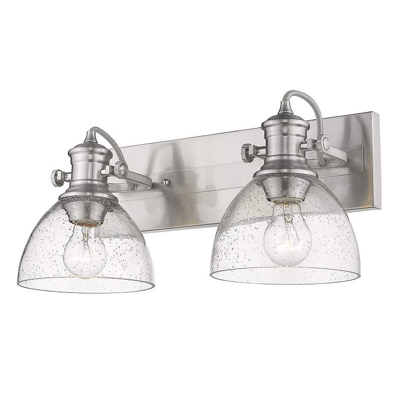 Image 3 Hines 8 1/2" High Pewter 2-Light Wall Sconce w/ Seeded Glass more views