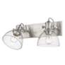4_Hines 8 1/2" High Pewter 2-Light Wall Sconce w/ Seeded Glass more views