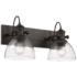 Hines 8 1/2" High Rubbed Bronze Glass 2-Light Wall Sconce