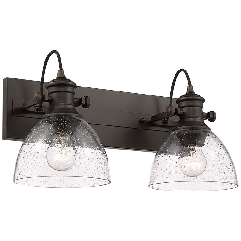 Image 2 Hines 8 1/2" High Rubbed Bronze Glass 2-Light Wall Sconce