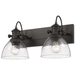Hines 8 1/2" High Rubbed Bronze Glass 2-Light Wall Sconce