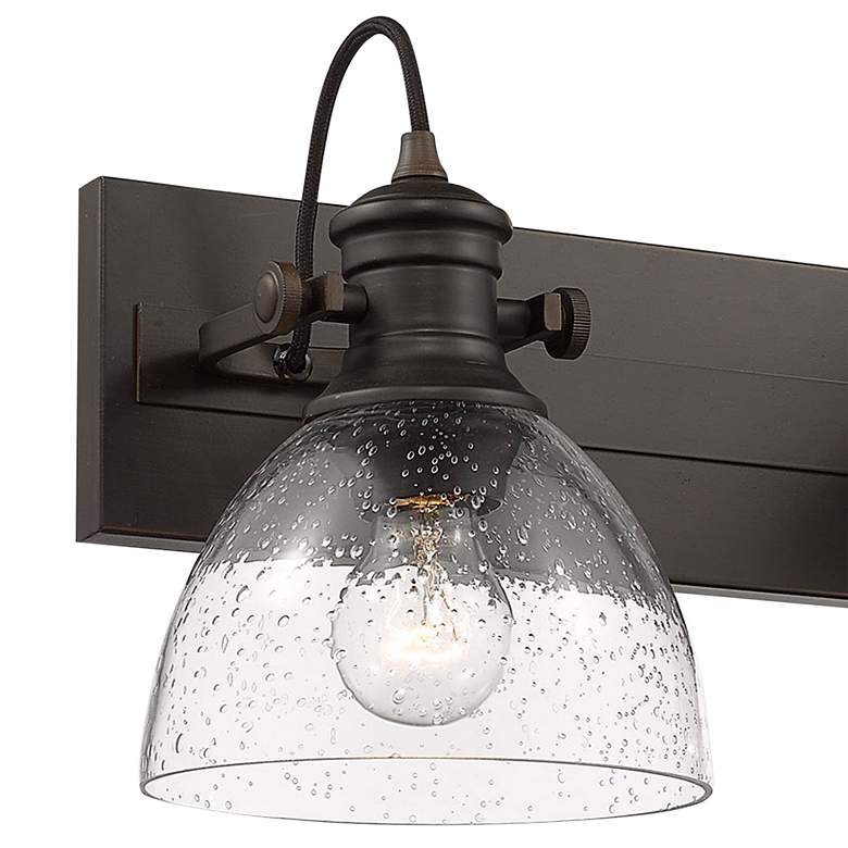 Image 3 Hines 8 1/2" High Rubbed Bronze Glass 2-Light Wall Sconce more views