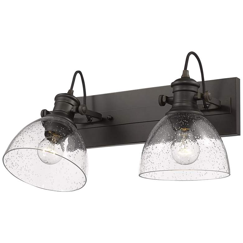 Image 4 Hines 8 1/2" High Rubbed Bronze Glass 2-Light Wall Sconce more views