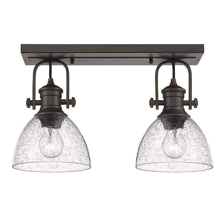 Image 5 Hines 8 1/2" High Rubbed Bronze Glass 2-Light Wall Sconce more views