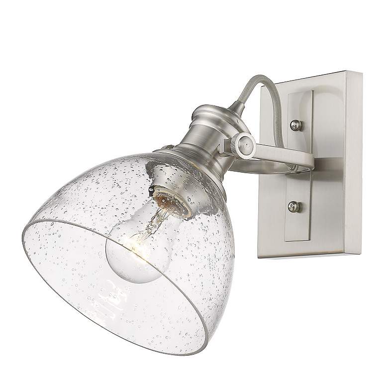 Image 2 Hines 8 3/4" High Pewter Wall Sconce with Seeded Glass more views