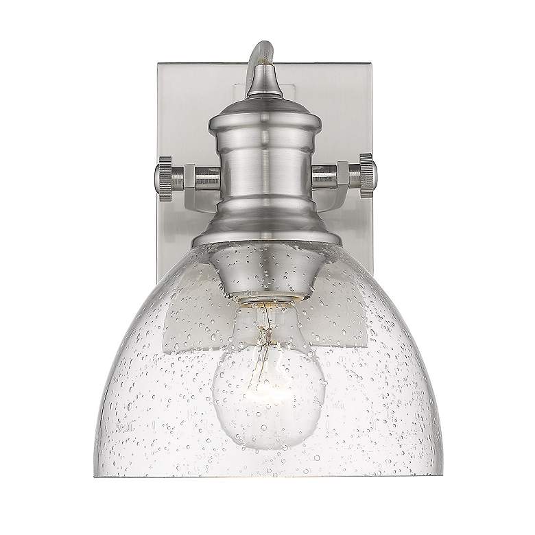 Image 3 Hines 8 3/4" High Pewter Wall Sconce with Seeded Glass more views