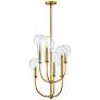 1_Hinkley Alchemy 20" Wide Brass and Clear Globe Tiered Pendant