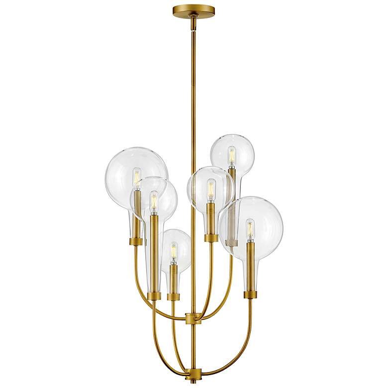 Image 3 Hinkley Alchemy 20" Wide Brass and Clear Globe Tiered Pendant more views