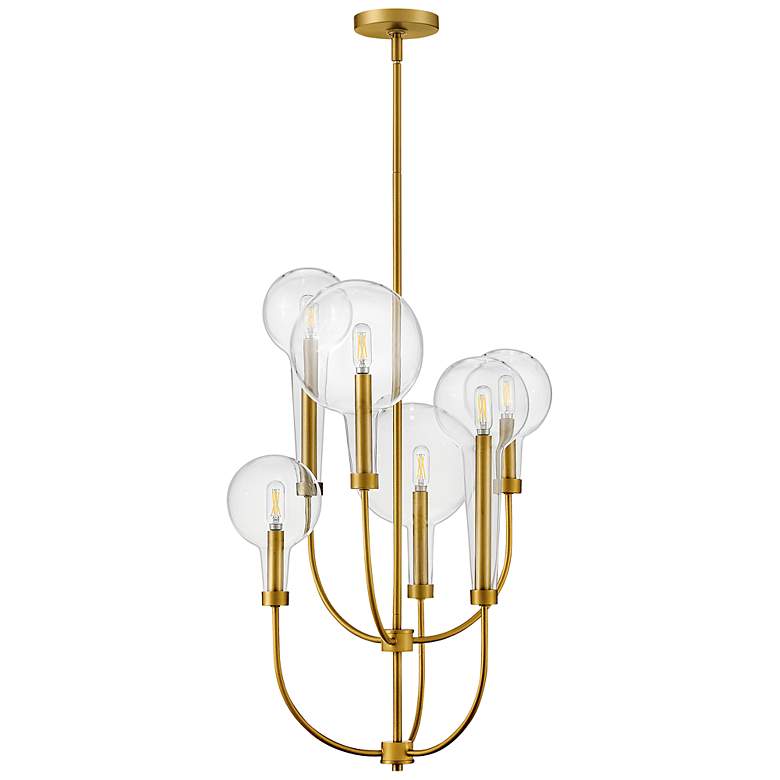 Image 4 Hinkley Alchemy 20" Wide Brass and Clear Globe Tiered Pendant more views