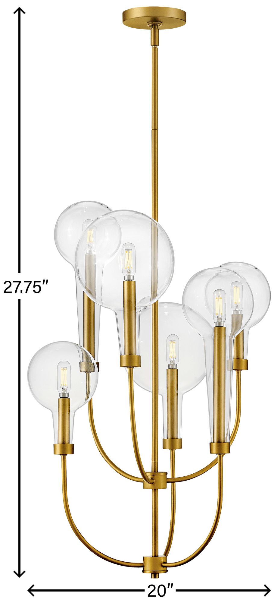 Hinkley Alchemy 20" Wide Brass and Clear Globe Tiered Pendant