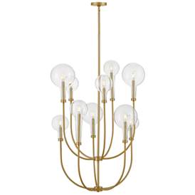 Image1 of Hinkley Alchemy 30" Brass and Globe Glass 10-Light Tiered Chandelier