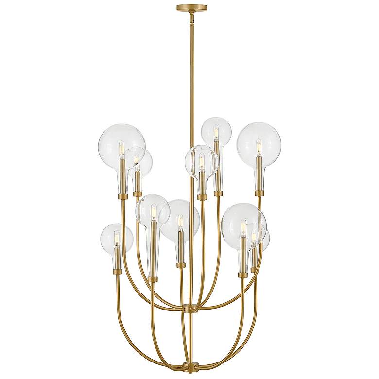 Image 2 Hinkley Alchemy 30" Brass and Globe Glass 10-Light Tiered Chandelier more views