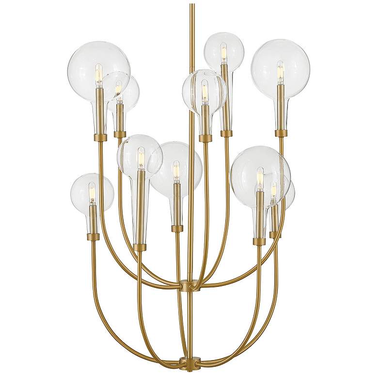Image 4 Hinkley Alchemy 30" Brass and Globe Glass 10-Light Tiered Chandelier more views