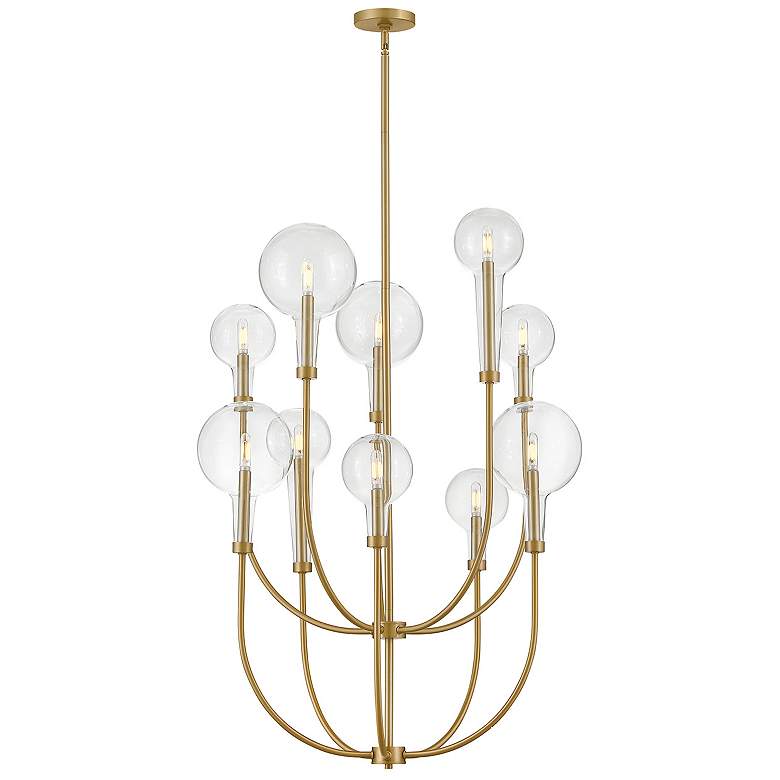 Image 6 Hinkley Alchemy 30" Brass and Globe Glass 10-Light Tiered Chandelier more views