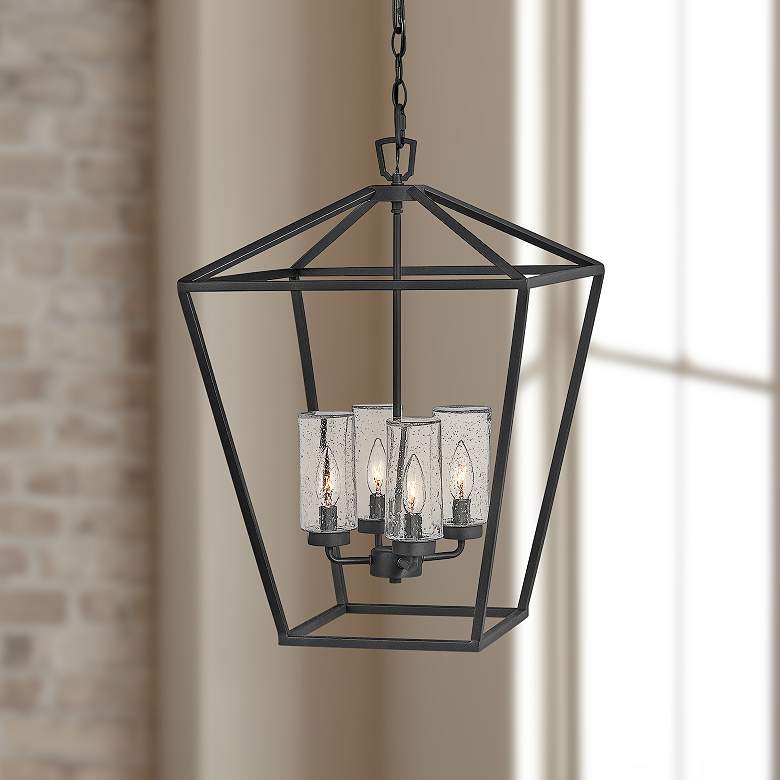 Image 1 Hinkley Alford Place 17 inch Wide Black 4-Light Outdoor Foyer Chandelier