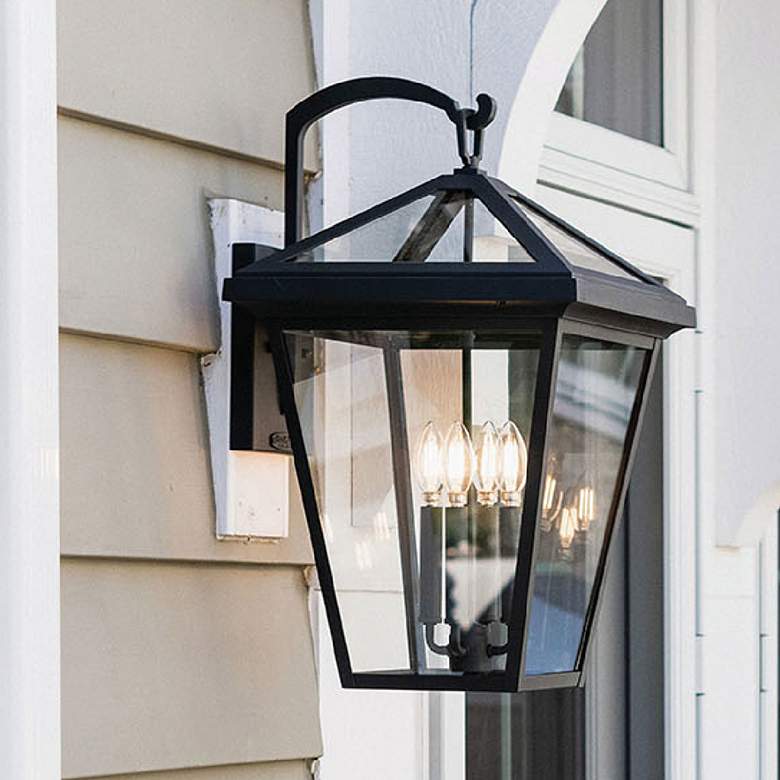 Image 1 Hinkley Alford Place 24" High Black Lantern Outdoor Wall Light