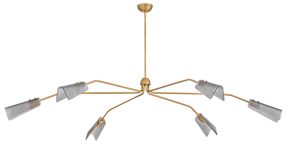 Image 2 Hinkley Altman Extra Large Low Profile Chandelier 80" Lacquered Brass more views