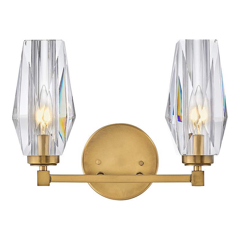 Image 1 Hinkley Ana 10 1/4" High 2-Light Modern Crystal and Brass Wall Sconce