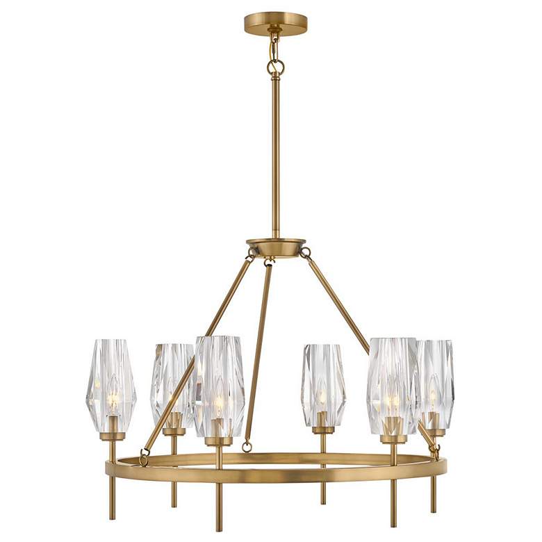 Image 1 Hinkley Ana 30 inch Wide Heritage Brass and Crystal Round Ring Chandelier