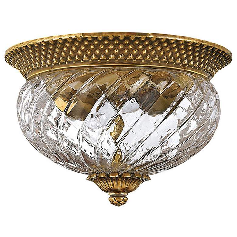 Image 1 Hinkley Anana Plantation 12" Wide Glass and Brass Ceiling Light