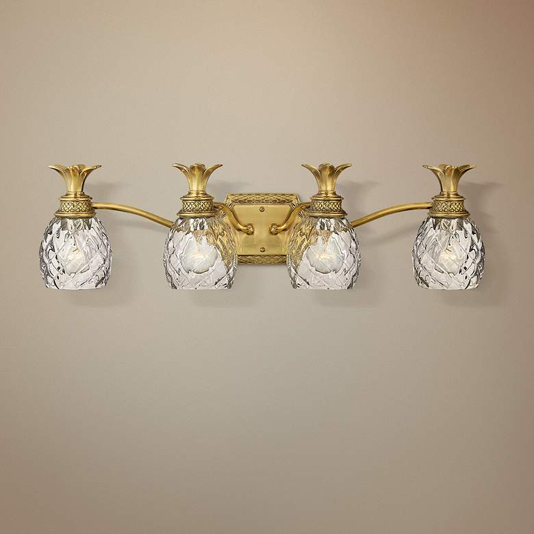 Image 1 Hinkley Anana Plantation 28 1/2" Wide Antique Brass 4-Light Bath Light